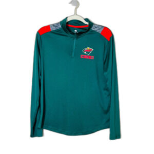Minnesota Wild Colosseum Quarter Zip Shirt Boys Medium XL Long Sleeve Green